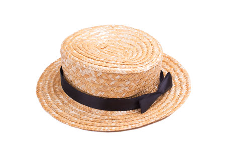 Straw hat on a white backgroundの写真素材