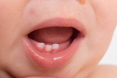 The baby's mouth with milk teeth