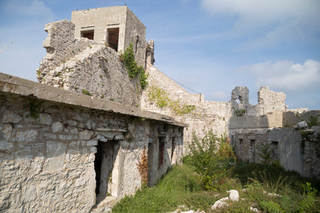 St. Michael's fortress near the towns Preko and Zadar, Ugljan island, Croatia, Europeのeditorial素材
