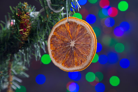 Handmade Christmas decoration, orange, Xmas, treeの写真素材
