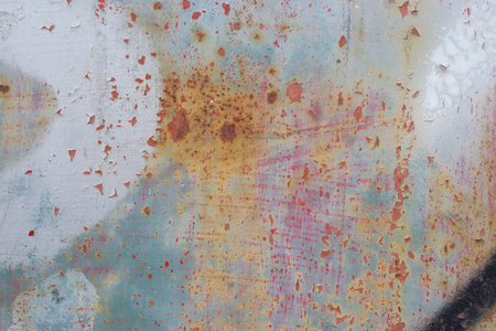 Old painted rusty metal plate as a background
