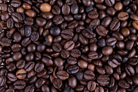 Texture or background of roasted coffee beansの写真素材