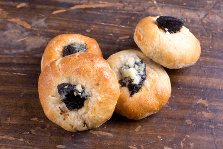 Traditional czech homemade pies on a wooden tableの写真素材