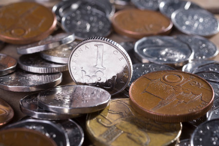 czech crown coin, national currency of the Czech republic, Europe