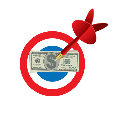 Darts Game Target With Money In The Centerのイラスト素材