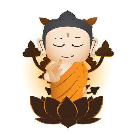 Buddha Cartoon Vectorのイラスト素材