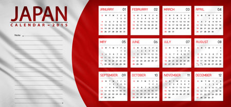 Japan calendar 2015 flag backgroundの写真素材