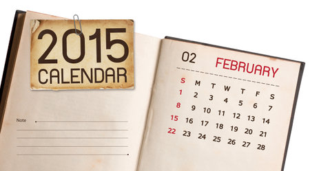 Old Book Calendar 2015 Februaryの写真素材