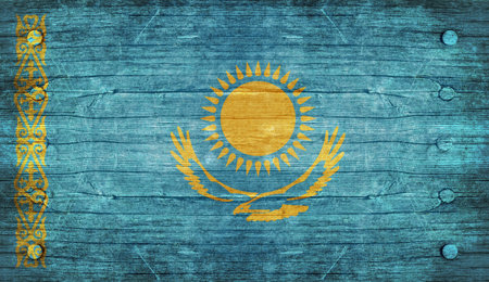 The National Flag of the kazakhstanの写真素材