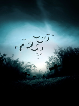 Cemetery nightの写真素材