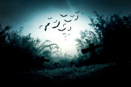 Cemetery nightの写真素材