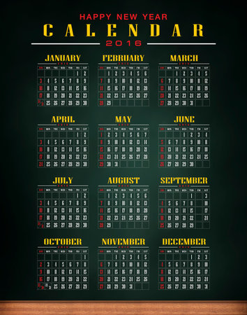 calendar 2016 with blackbroadの写真素材