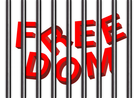 freedom with jail bars Background and illustrationの写真素材