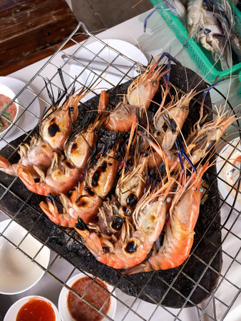 Shrimp and seafood illustration imageの写真素材