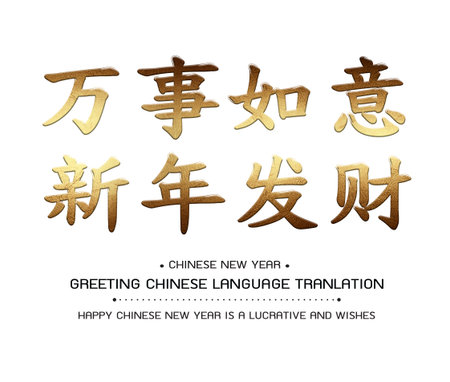 Greeting Chinese Language Tranlation Happy Chinese New Year Wish you be richの写真素材