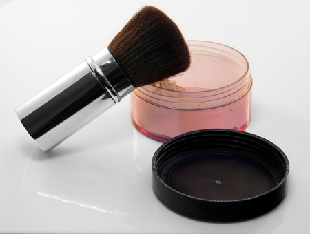 compact powder with hte brushの写真素材