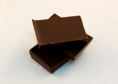 three pieces of dark chocolateの写真素材