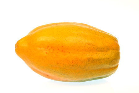 delicious organic papaya on white background, sweet tropical fruit    の写真素材