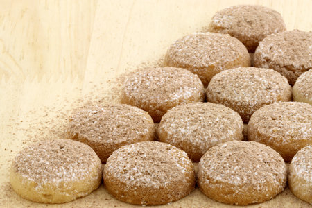 Fresh baked shortbread cookies with sweet cocoa on top, shalow D.O.Fの写真素材