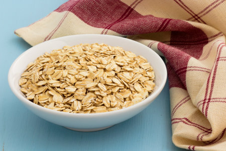 Nutrition old-fashioned oats the perfect addition to your healthy breakfast.の写真素材