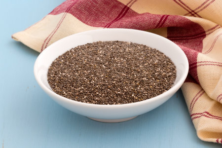 Chia seeds are a superfood full of protein, vitamins and other important nutrientsの写真素材