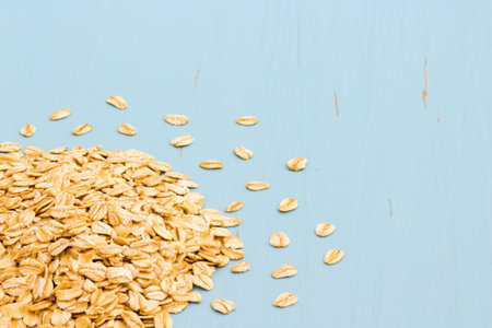 Nutrition old-fashioned oats the perfect addition to your healthy breakfast.の写真素材
