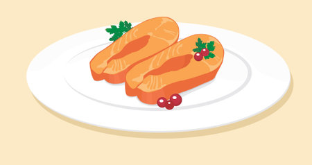 fish on the plateのイラスト素材