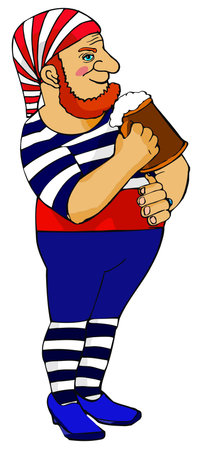 Drinking pirat on white background. Vector.のイラスト素材