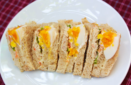 Sandwiches egg on the plate.の写真素材