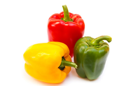 sweet peppers isolated on white の写真素材