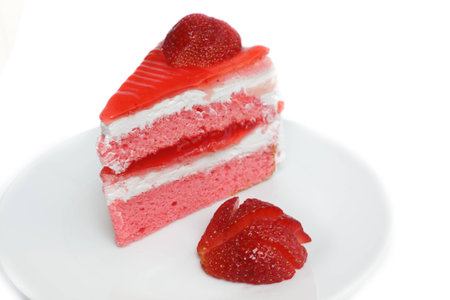 strawberry cake isolated on white background.