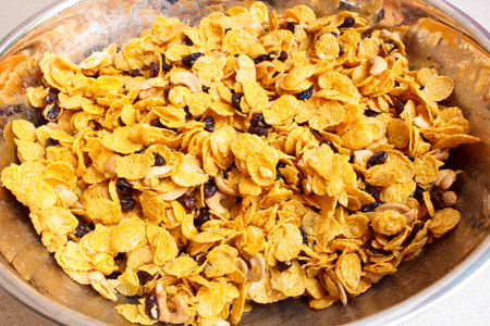 cereal made from cornflakes and caramel.の写真素材