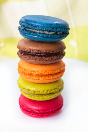 traditional many french colorful tasty macarons.の写真素材