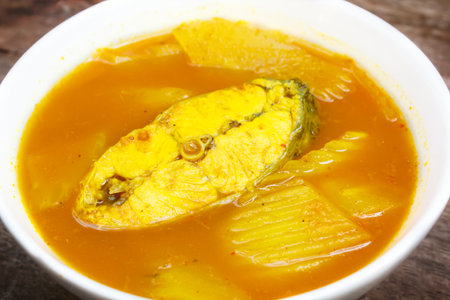 Hot and sour with fish and papaya, delicious thai traditional food.の写真素材