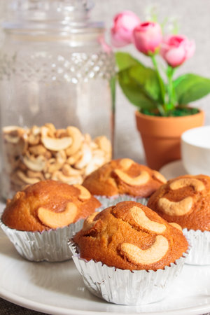 banana cup cake freshly baked, thai dessert.の写真素材