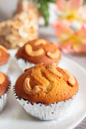 banana cup cake freshly baked, thai dessert.の写真素材