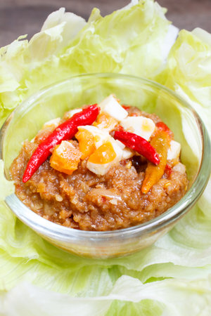 chili tamarind sauce dip, nam prik makham.の写真素材