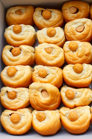 soft bread with sausage, bread thai style.の写真素材