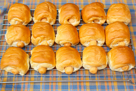 soft bread with sausage, bread thai style.の写真素材