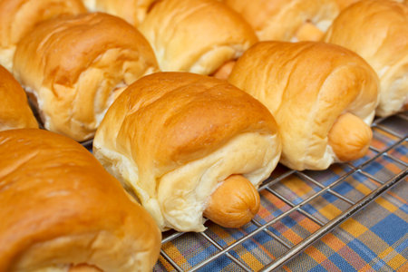 soft bread with sausage, bread thai style.の写真素材