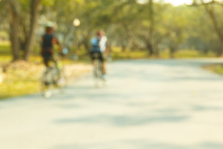 blur people riding bicycles outdoors, healthy lifestyle concept.の写真素材