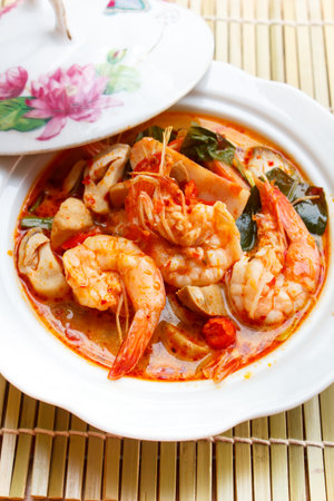 Tom Yum Goong, spicy soup with shrimp - thai Cuisine.の写真素材