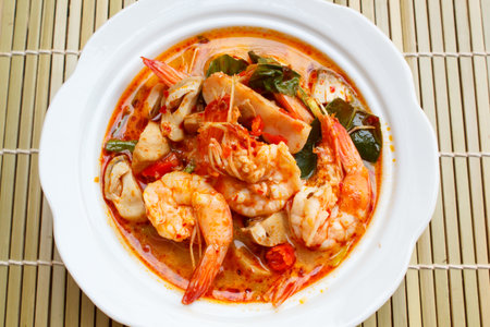 Tom Yum Goong, spicy soup with shrimp - thai Cuisine.の写真素材