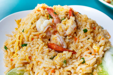 fried rice and vegetables at restaurant, thai style.の写真素材