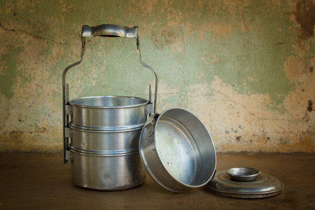 food containers at asian kitchen, still life.の写真素材