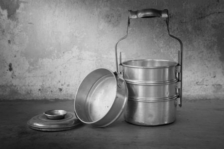 food containers at asian kitchen, still life.の写真素材