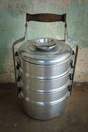 food containers at asian kitchen, still life.の写真素材