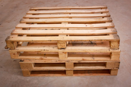 wooden shipping pallet in standard dimensions, wooden pallet.の写真素材
