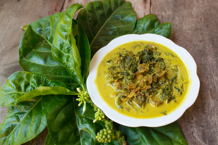 Cockle curry with noni leaves, Traditional thai curry.の写真素材