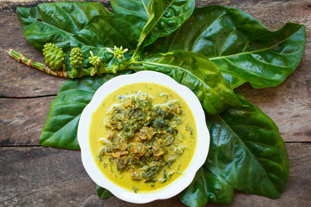 Cockle curry with noni leaves, Traditional thai curry.の写真素材